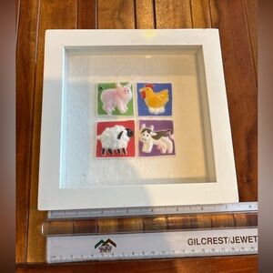 Recycled Paper Art Pictures Farm Animals Nursery/Kid's Room